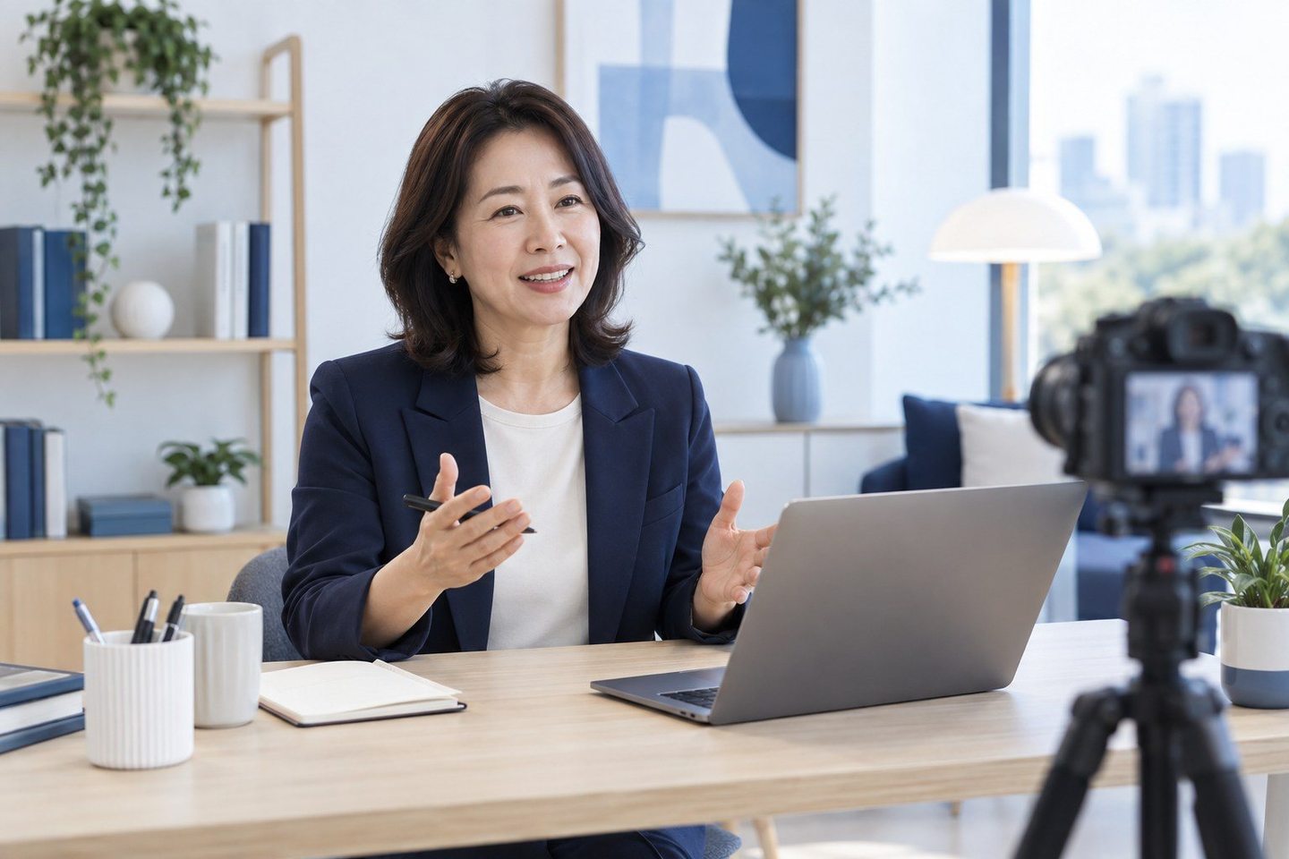 노트북 화면을 보며 업무를 정리하는 여성 — 유선카드단말기 신청 입금일입금일, 매출이 늦게 들어와 답답하셨죠? 연락 주시면 받을 날부터 같이 정해 드립니다.